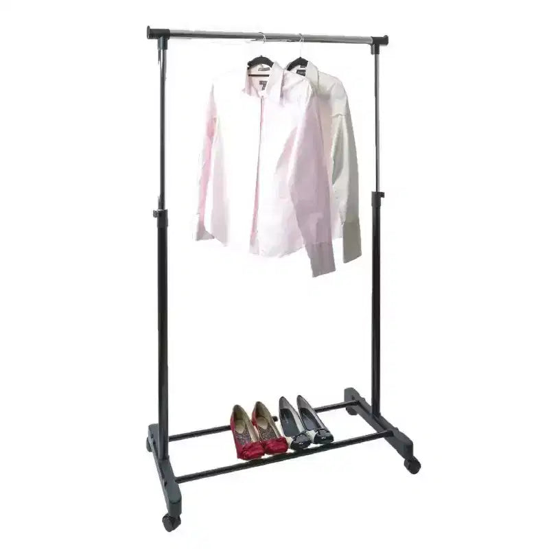 J&V TEXTILES Stainless Steel Double Rod Clothes Rack Black