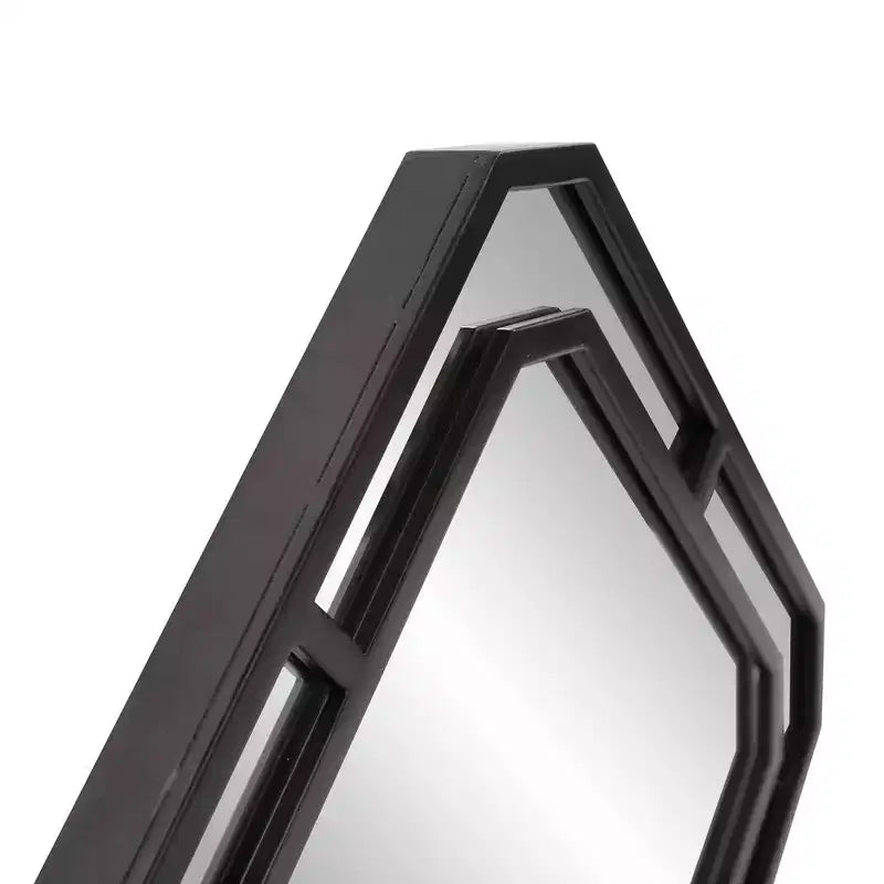 Specchio da parete a diamante con cornice in metallo nero opaco, singolo, 40 cm