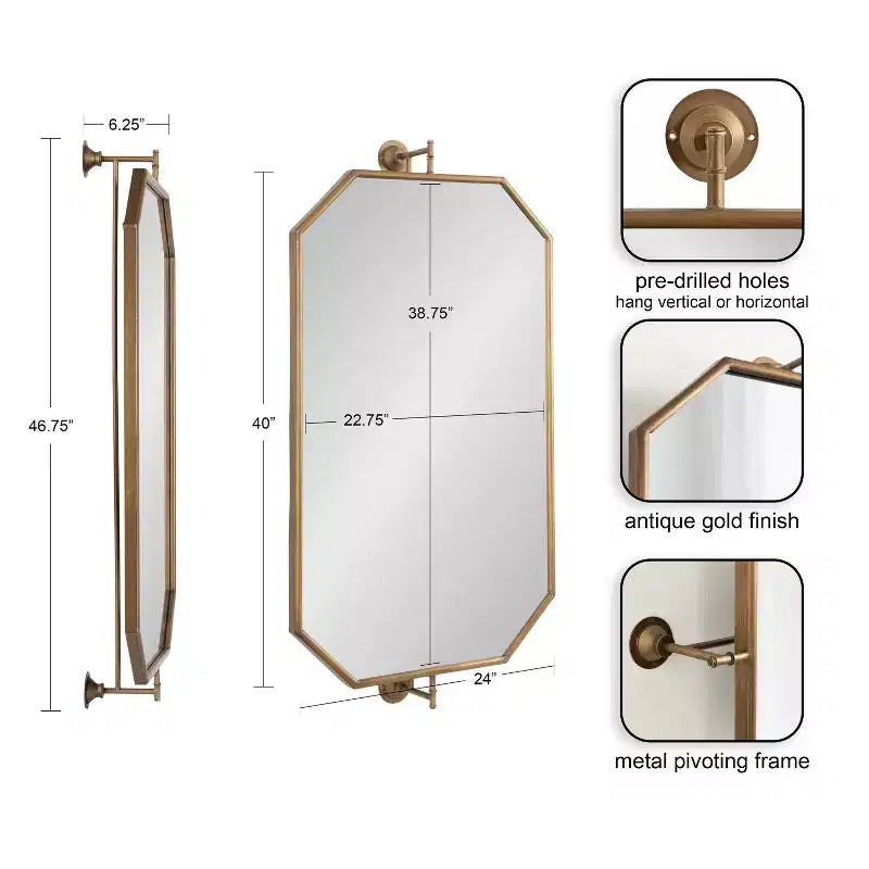 Specchio da Parete Octagon Pivot Oro