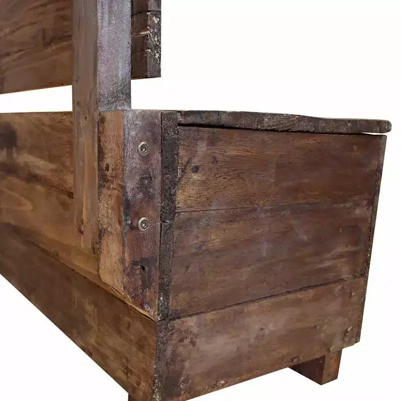 Panca contenitore in legno massello di mogano marrone, 1 posto