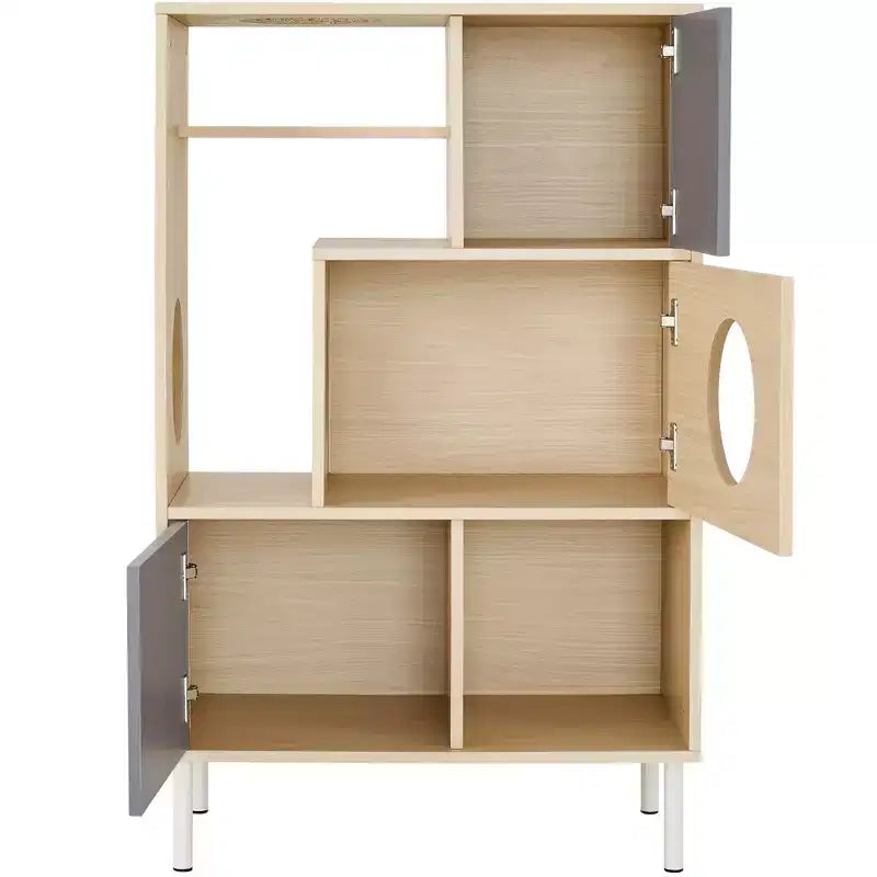 Libreria a torre per gatti autoportante marrone, con ripiano aperto per 1 gatto, altezza 113 cm