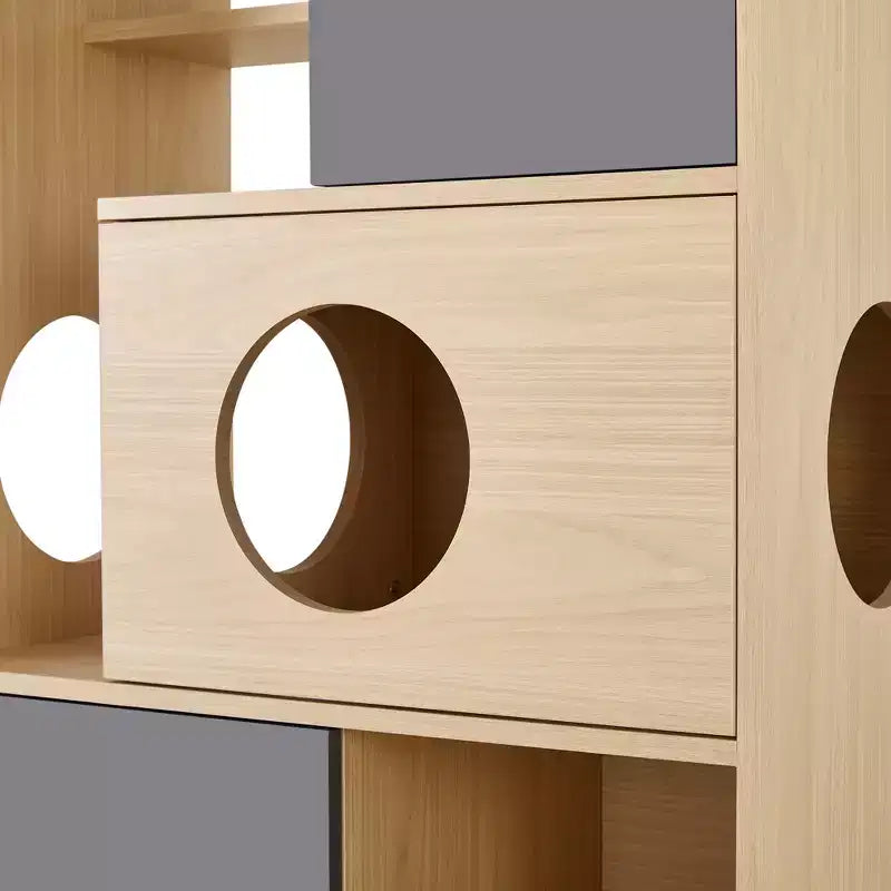 Libreria a torre per gatti autoportante marrone, con ripiano aperto per 1 gatto, altezza 113 cm