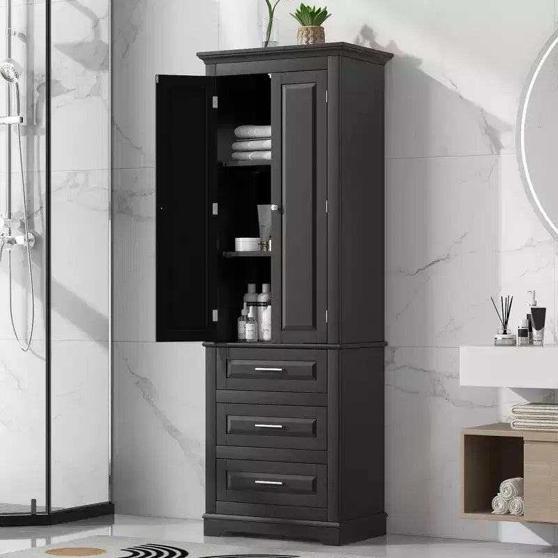 Mobiletto alto nero/grigio/bianco con 3 cassetti, monouso