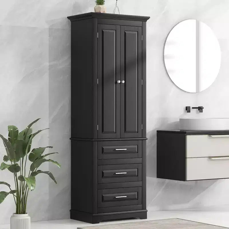 Mobiletto alto nero/grigio/bianco con 3 cassetti, monouso