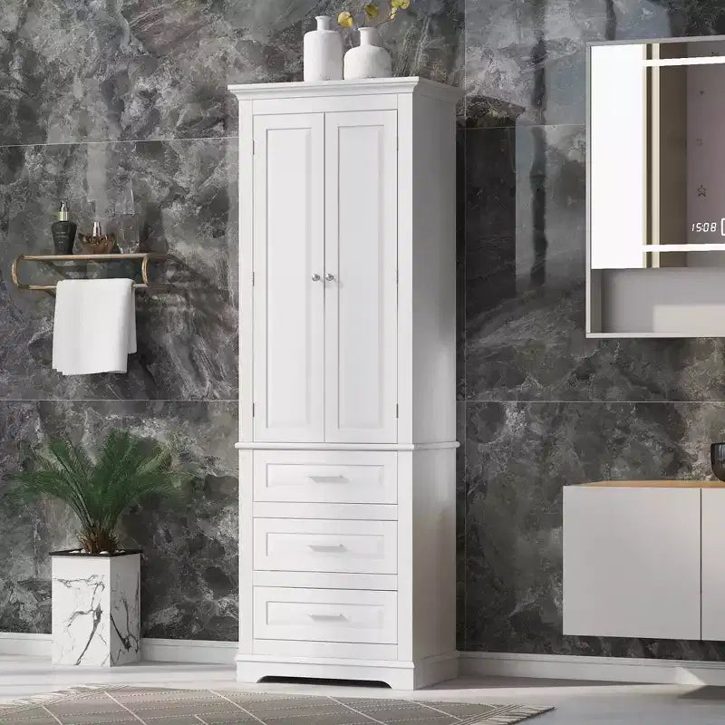 Mobiletto alto nero/grigio/bianco con 3 cassetti, monouso