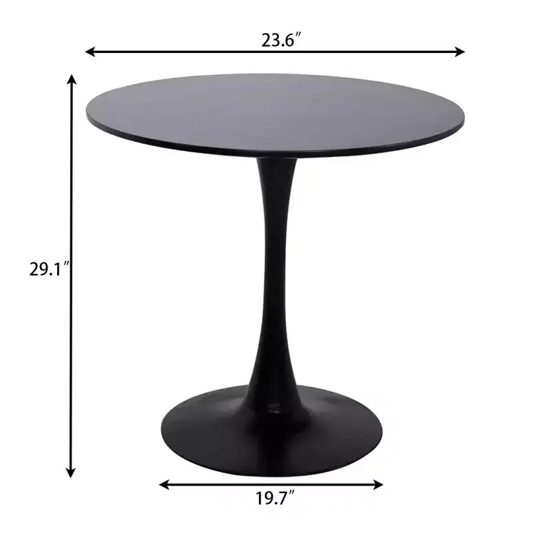Tavolo da pranzo rotondo con piedistallo per 2 in nero/marmo/noce/bianco