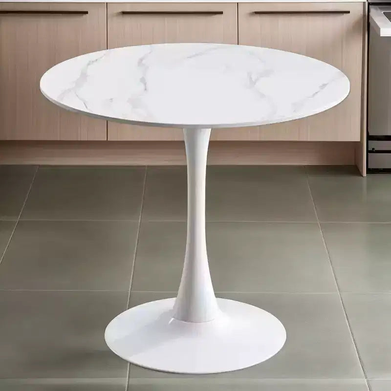 Tavolo da pranzo rotondo con piedistallo per 2 in nero/marmo/noce/bianco