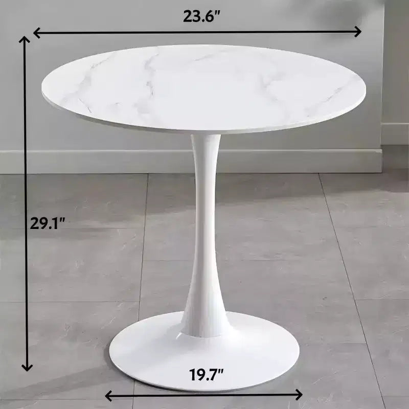 Tavolo da pranzo rotondo con piedistallo per 2 in nero/marmo/noce/bianco
