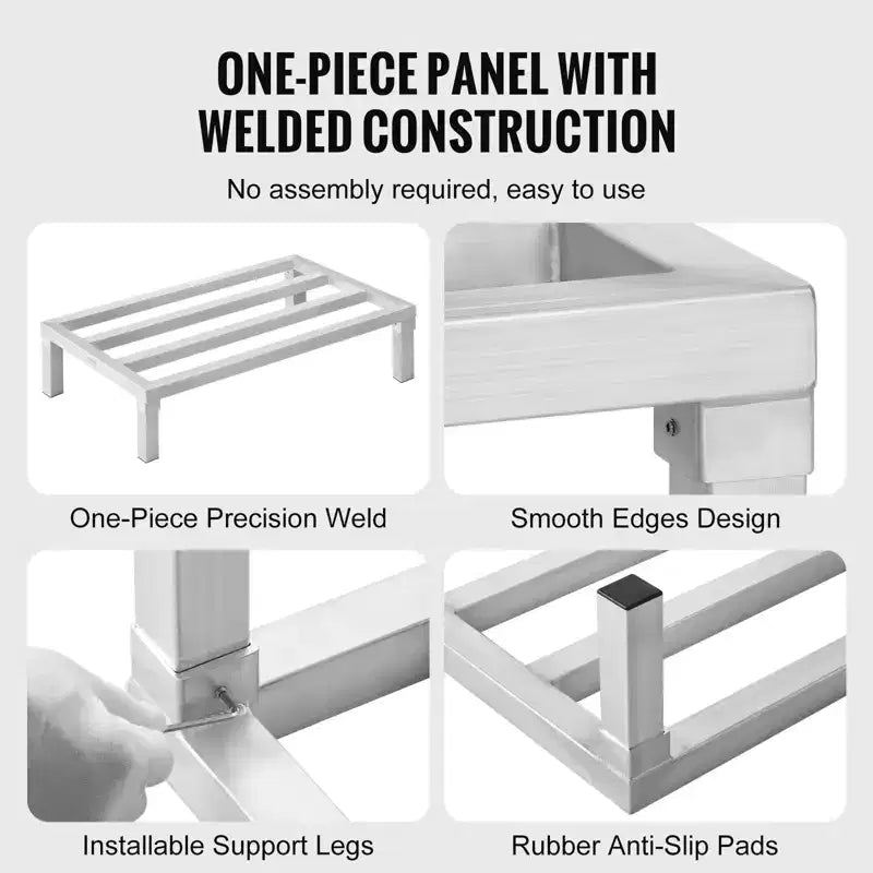 Scaffale Dunnage in Alluminio Argentato, 36" x 20" x 8", Capacità 1800 libbre