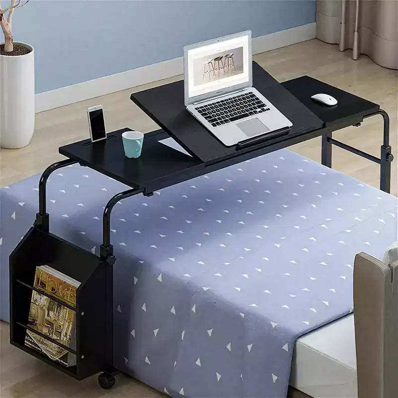 Overbed Table with Wheels - Laptop Desk Cart, Adjustable Height and Length, Table Over The Bed for Hospital and Home Use