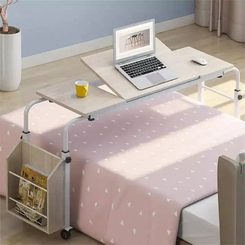 Tavolino per letto regolabile bianco/nero con ruote, utente singolo