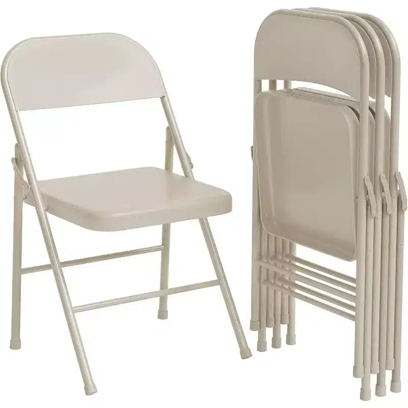 All-Steel Folding Chairs with Backrest, Heavy Duty Metal Foldable Dining Chair Hold Up to 350 LBS, for Office, Indoor & Outdoor Events
