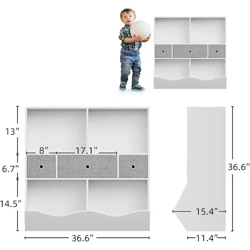 Organizzatore Portagiochi per Bambini Colorato con Scaffali, Contenitori e Cassetti – 1 Bambino, 94 cm x 38 cm x 94 cm