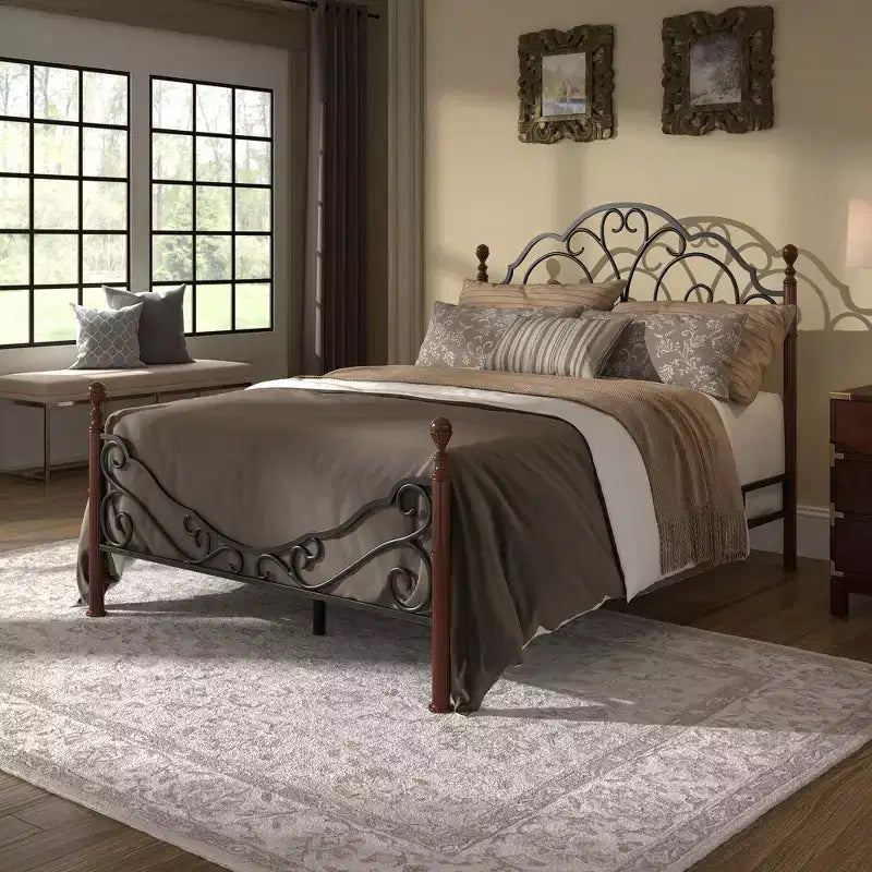 Struttura letto in ferro Cherry Bronze, misura matrimoniale, 2 persone
