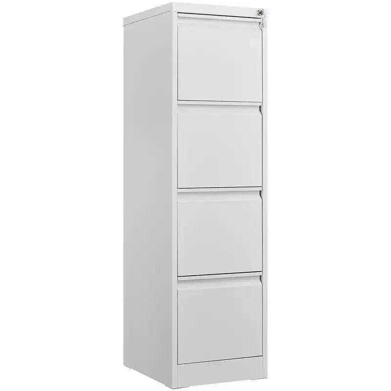Classificatore verticale metallico con serratura a 4 cassetti, bianco/nero, 1 persona