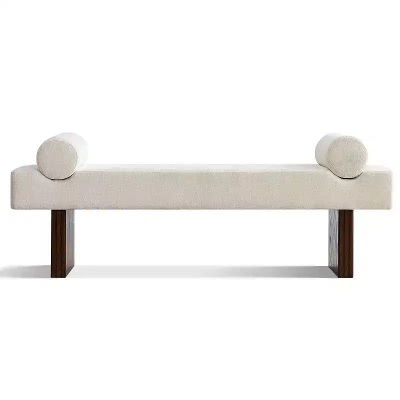 Panca imbottita in ciniglia da 152 cm con cuscini a rullo | Beige/Nero/Marrone/Verde/Terra | 2-3 posti a sedere