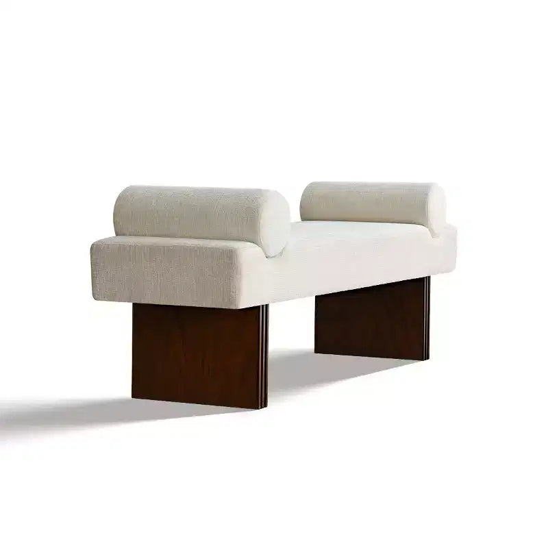 Panca imbottita in ciniglia da 152 cm con cuscini a rullo | Beige/Nero/Marrone/Verde/Terra | 2-3 posti a sedere