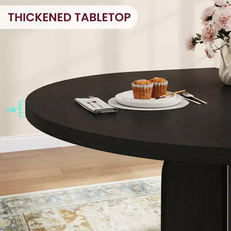 Tavolo da pranzo rotondo allungabile nero / grigio vintage / noce, 4–8 posti