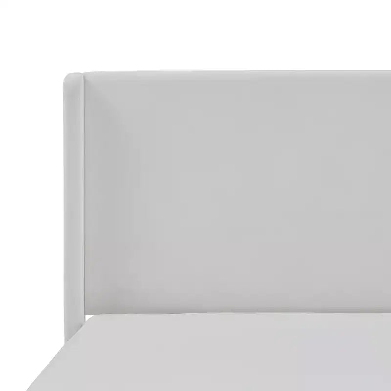 Letto a piattaforma imbottito in microsuede di cocco con testiera ad ali laterali, King, 1 persona