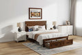 Clihome Farmhouse Bed Frame with Tall Panel Headboard, Storage Drawers & LED Lights (Queen/King)