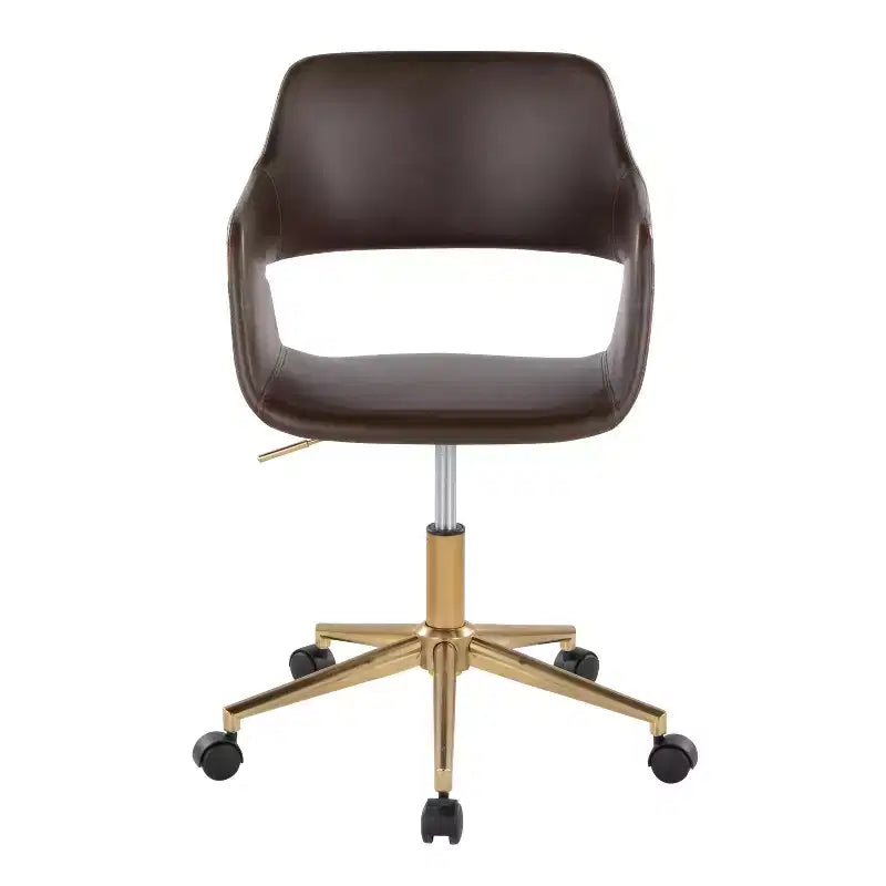 Sedia da lavoro girevole in similpelle oro/espresso per 1 persona