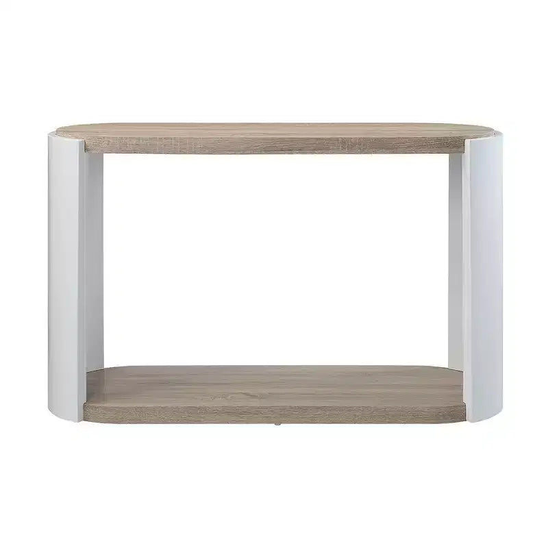 Tavolo Consolle Ovale Lucido Bianco/Rovere per 1