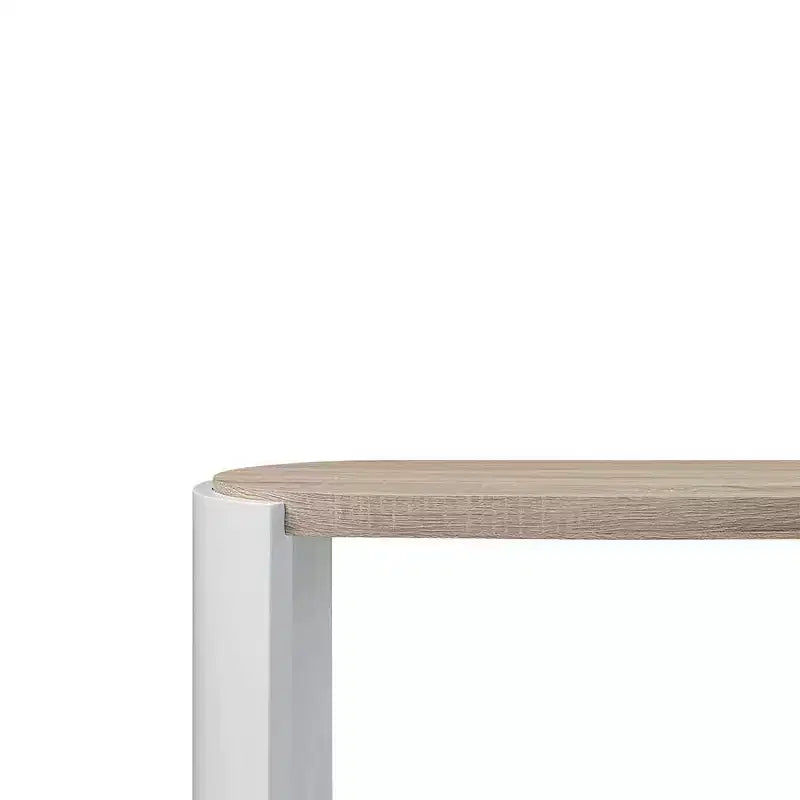 Tavolo Consolle Ovale Lucido Bianco/Rovere per 1