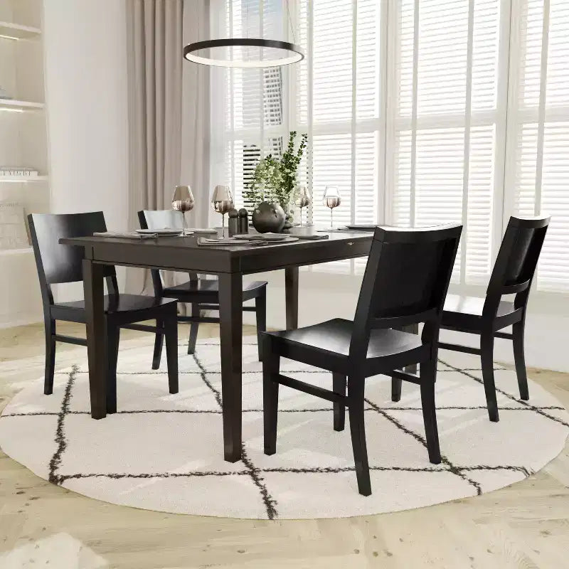 Sedia da pranzo senza braccioli anticata bianca/nera con schienale curvo, legno massiccio, 1 posto