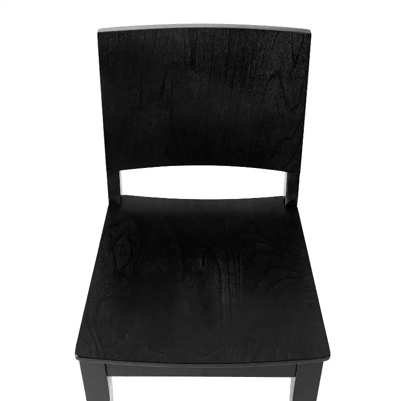 Sedia da pranzo senza braccioli anticata bianca/nera con schienale curvo, legno massiccio, 1 posto