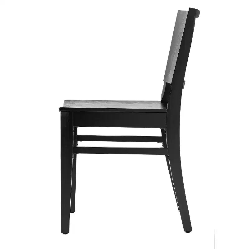Sedia da pranzo senza braccioli anticata bianca/nera con schienale curvo, legno massiccio, 1 posto