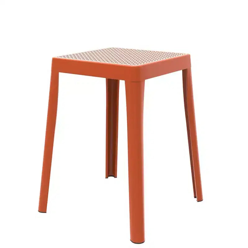 Sgabello quadrato impilabile Nero/Verde/Grigio/Arancione/Rosso/Bianco/Giallo con piano in vimini, senza schienale, 1 posto