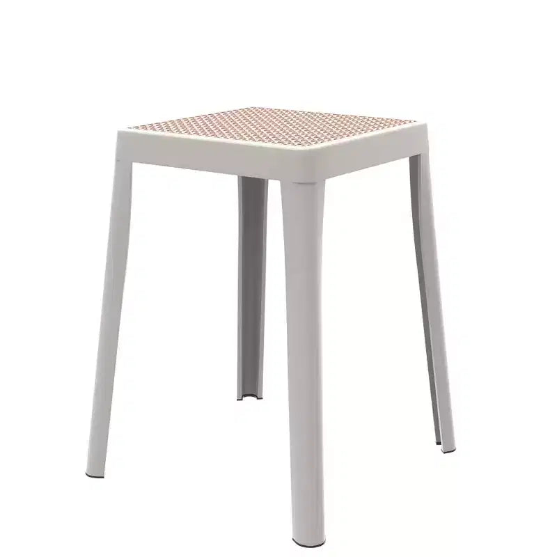 Sgabello quadrato impilabile Nero/Verde/Grigio/Arancione/Rosso/Bianco/Giallo con piano in vimini, senza schienale, 1 posto