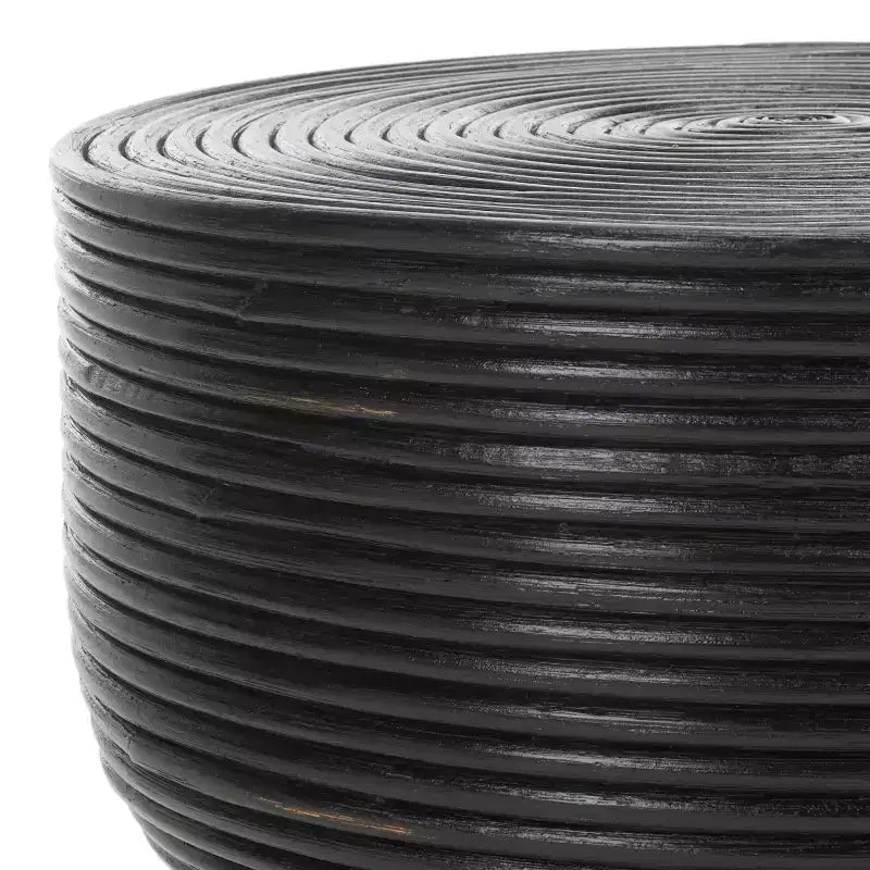 Tavolino d'appoggio rotondo in rattan nero, 1 persona