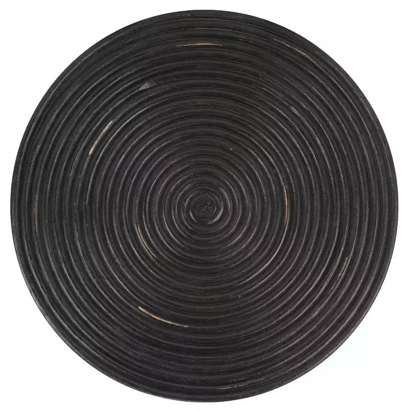 Tavolino d'appoggio rotondo in rattan nero, 1 persona
