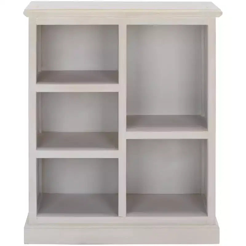 Libreria a 5 ripiani, Nero / Grigio Malva / Bianco / Bianco anticato, Singolo