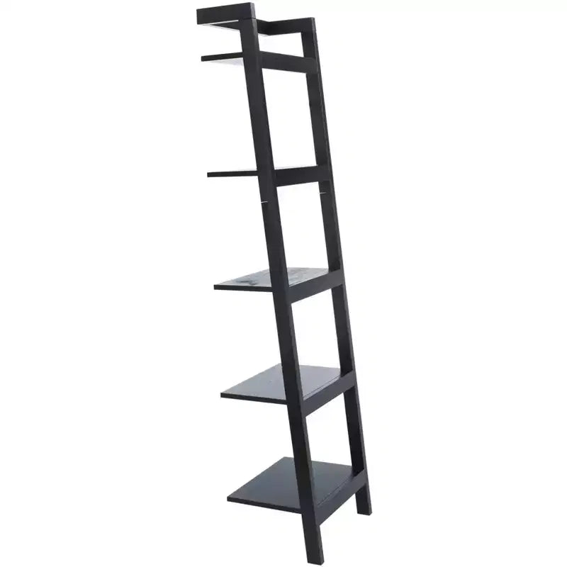 Etagere a 5 ripiani inclinata nera/marrone miele/naturale/bianca, montaggio a 1 persona