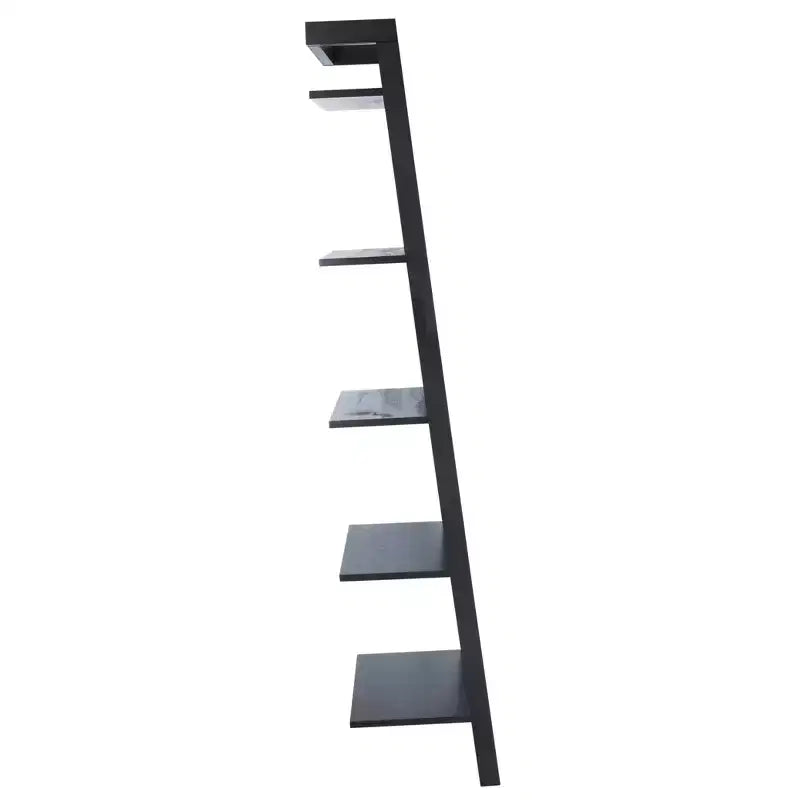 Etagere a 5 ripiani inclinata nera/marrone miele/naturale/bianca, montaggio a 1 persona