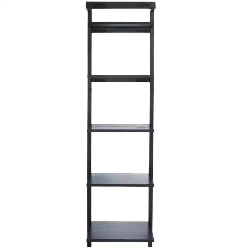 Etagere a 5 ripiani inclinata nera/marrone miele/naturale/bianca, montaggio a 1 persona