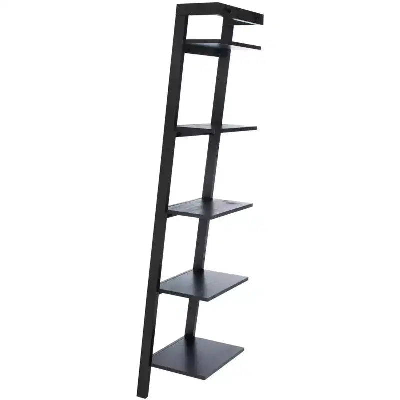 Etagere a 5 ripiani inclinata nera/marrone miele/naturale/bianca, montaggio a 1 persona