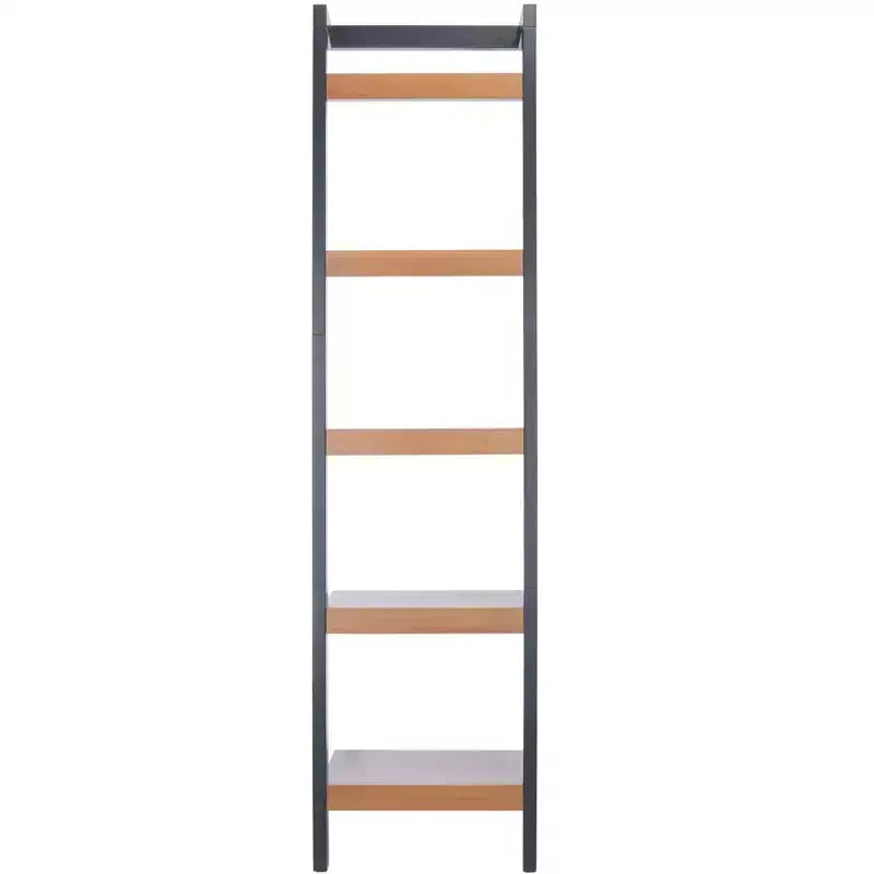 Etagere a 5 ripiani inclinata nera/marrone miele/naturale/bianca, montaggio a 1 persona