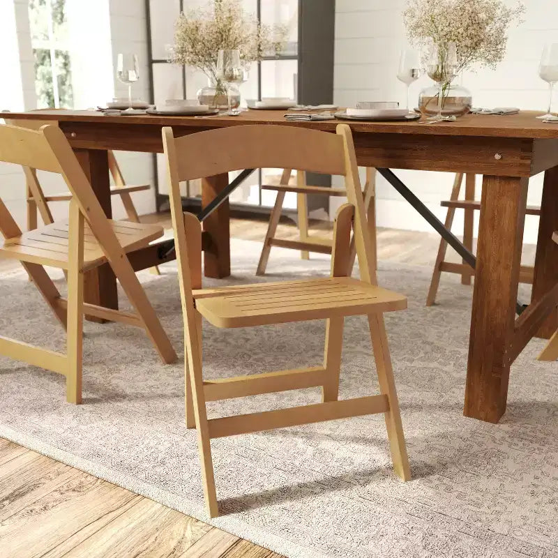 Sedie da pranzo pieghevoli in legno massello bianco/rovere, stile coloniale americano, set da 2