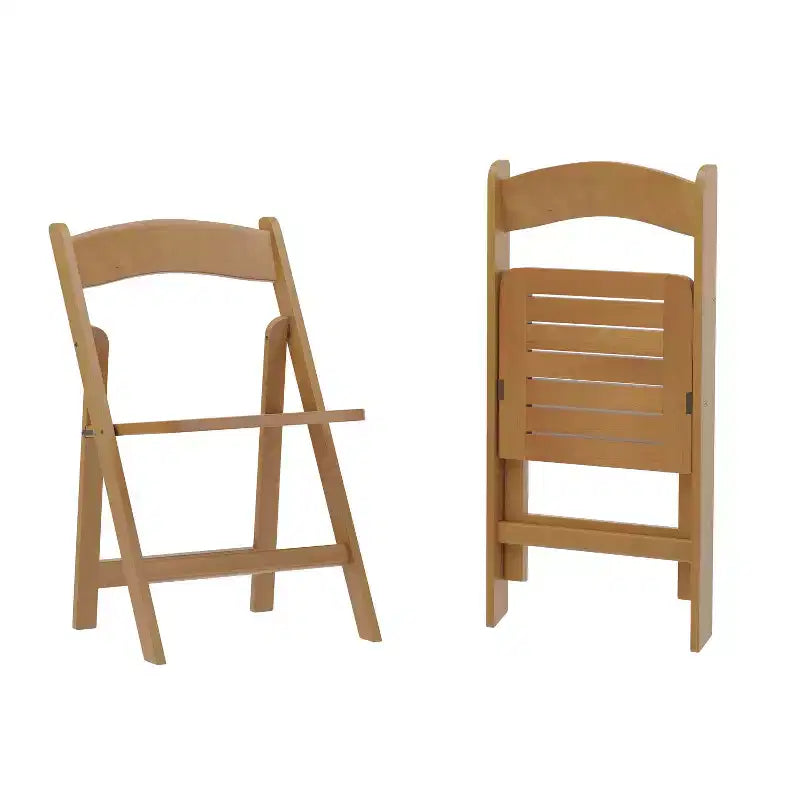 Sedie da pranzo pieghevoli in legno massello bianco/rovere, stile coloniale americano, set da 2