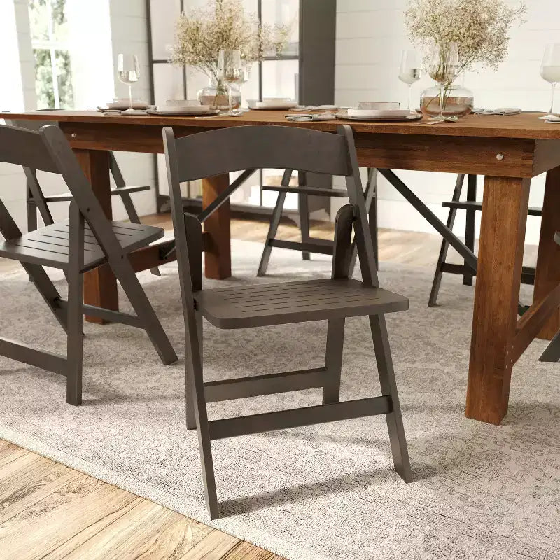 Sedie da pranzo pieghevoli in legno massello bianco/rovere, stile coloniale americano, set da 2