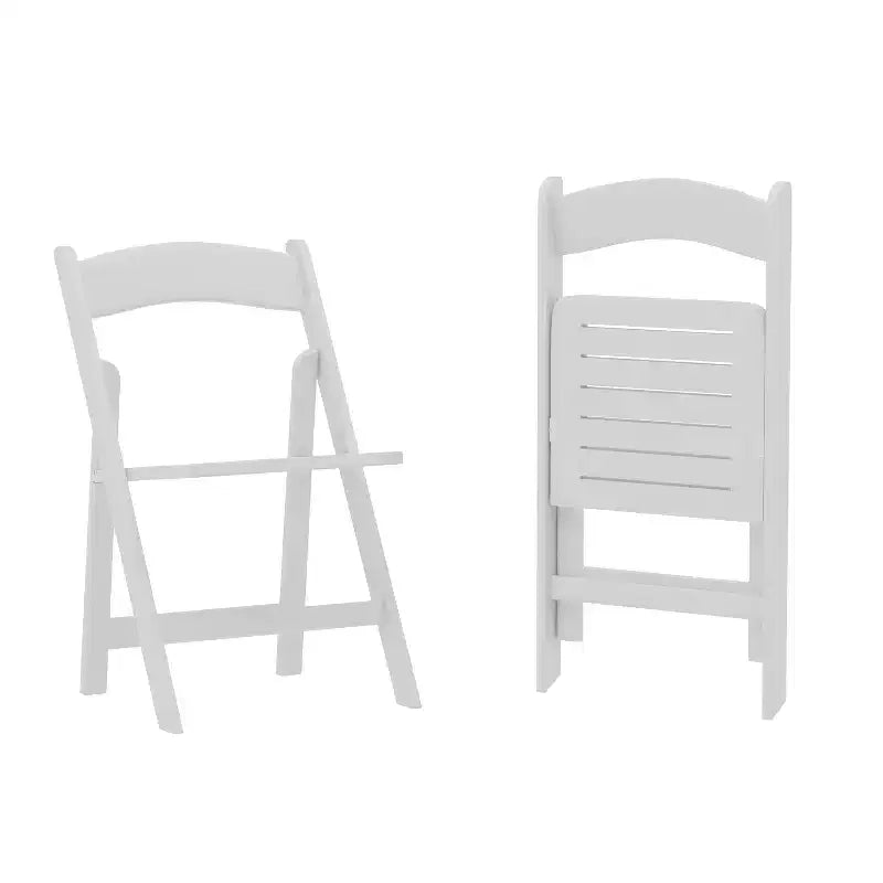 Sedie da pranzo pieghevoli in legno massello bianco/rovere, stile coloniale americano, set da 2