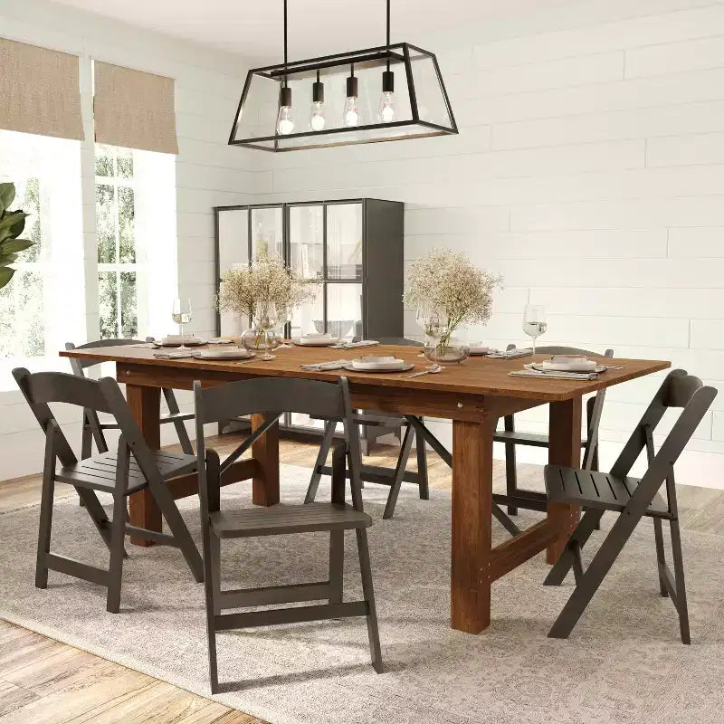 Sedie da pranzo pieghevoli in legno massello bianco/rovere, stile coloniale americano, set da 2
