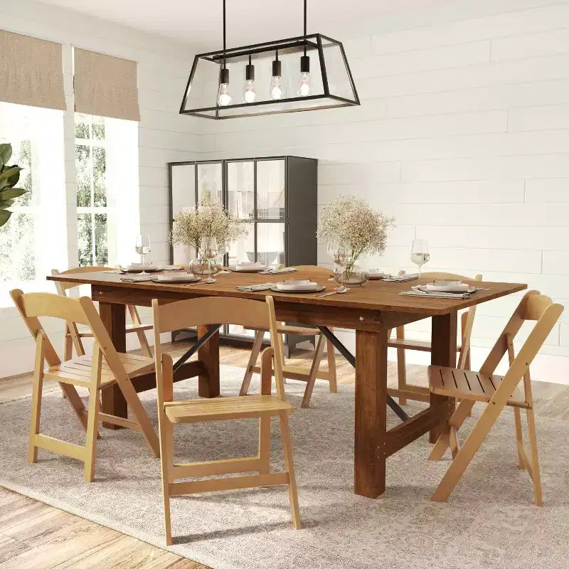 Sedie da pranzo pieghevoli in legno massello bianco/rovere, stile coloniale americano, set da 2