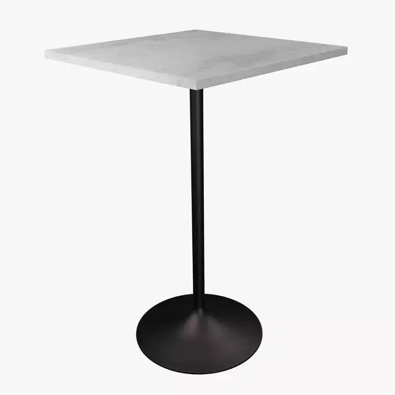 LeisureMod Verve 27 Sqaure Bar Height Dining Table - Modern Resin Top with Black Steel Pedestal Base Counter Height Table for Kitchen, Home, and Pub