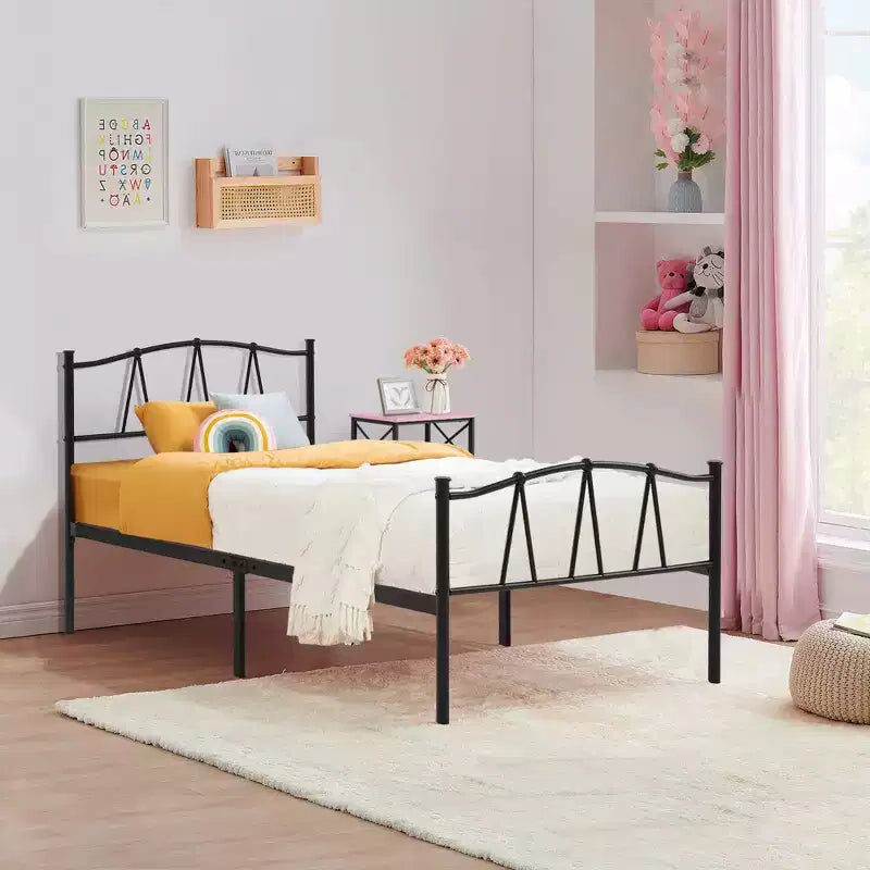 VECELO Metal Platform Bed Frame with Headboard and Footboard | Queen Full Twin Size Bed Frame with Storage | Heavy Duty Bed Frame No Box Spring Needed