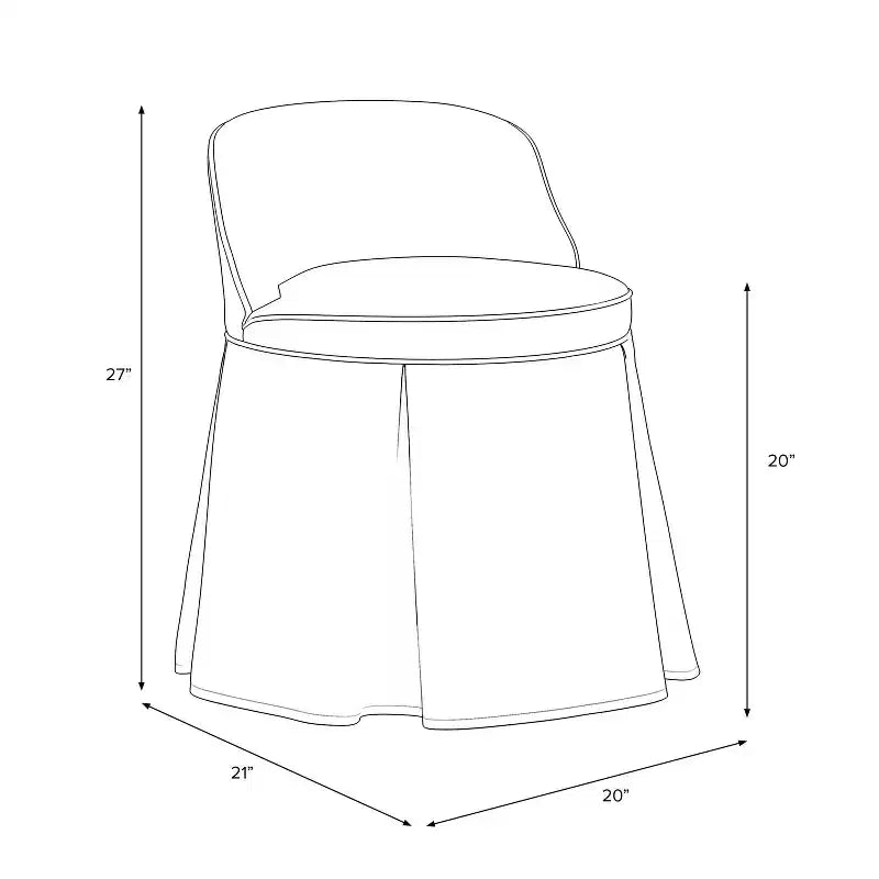 Sedia da toeletta imbottita senza braccioli – Gingham / Lino / Bouclé, 1 posto
