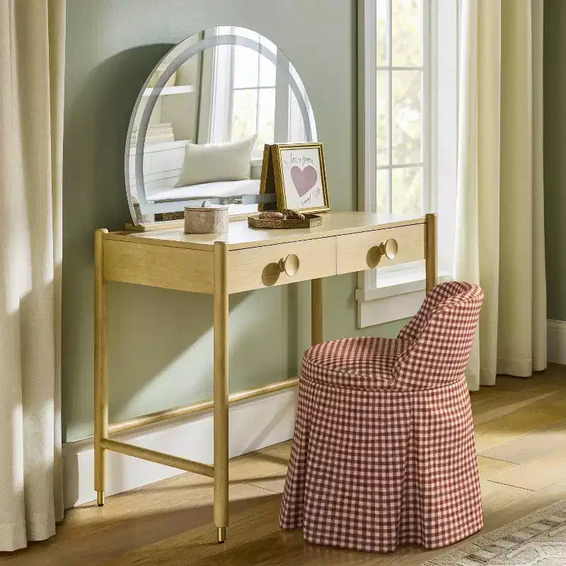 Sedia da toeletta imbottita senza braccioli – Gingham / Lino / Bouclé, 1 posto